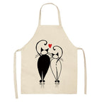 Cat Print Kitchen Apron – Cotton Linen, Adult and Kids