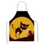 Cat Print Kitchen Apron – Cotton Linen, Adult and Kids