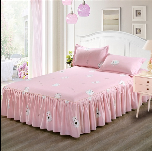 Ruffled Bedspread Set with Pillowcases – Double-Layer Skirt