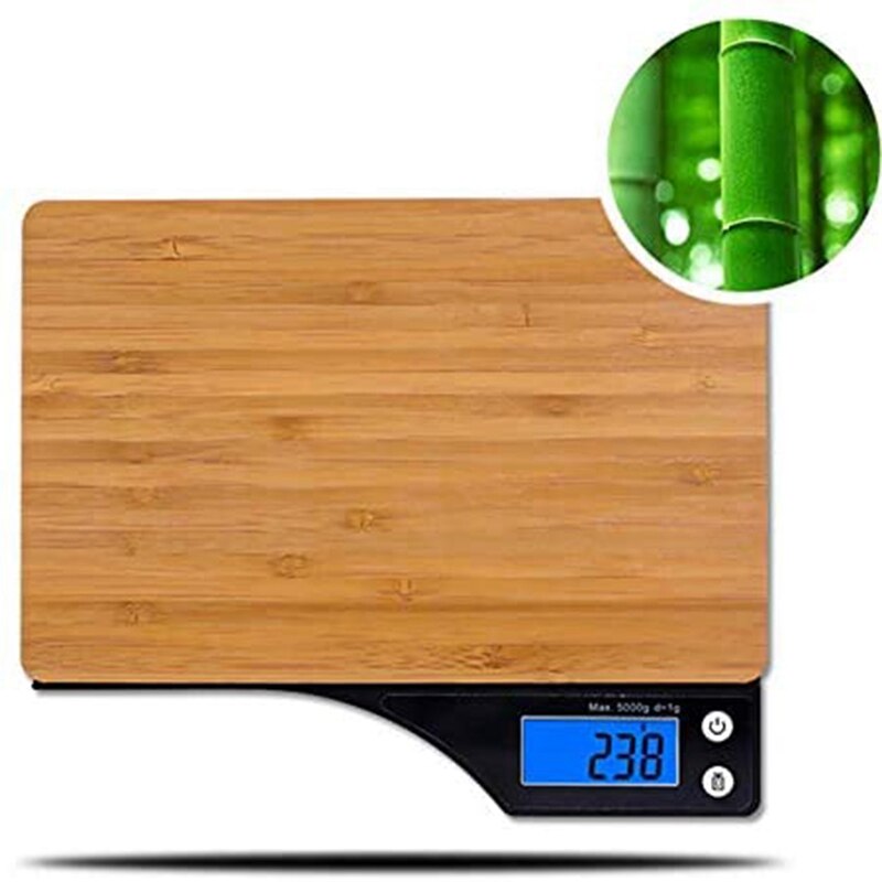Bamboo kitchen scale front view