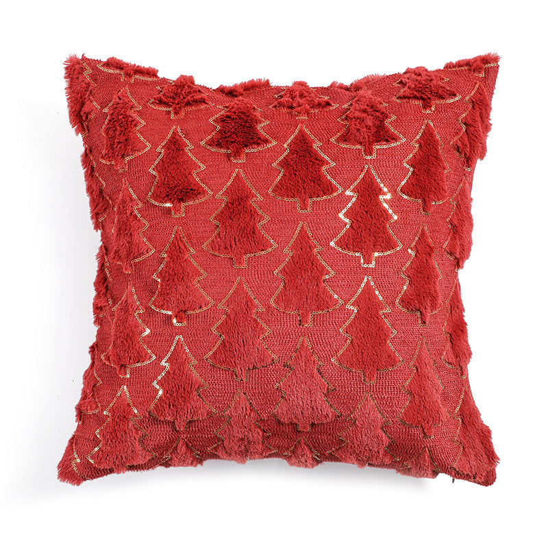 Christmas Tree Plush Cushion Cover – Snowflake White
