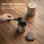 Stainless Steel Coffee and Tea Canister with Wooden Lid