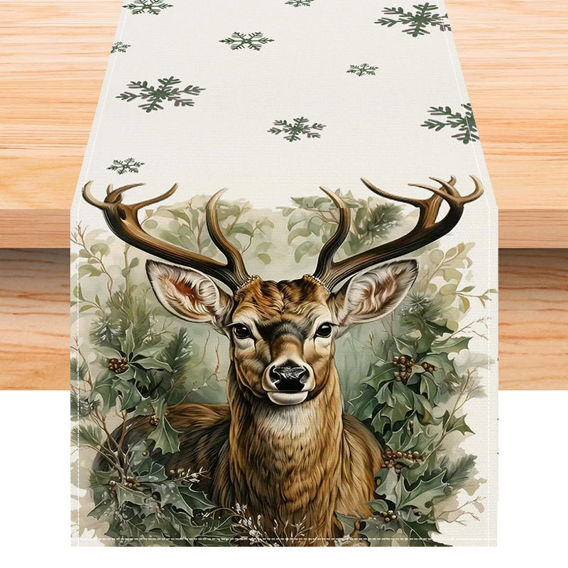 Reindeer & Snowflake Christmas Table Runner (33 x 183 cm)