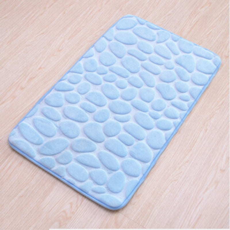 Cobblestone Memory Foam Bath Mat – Sky Blue