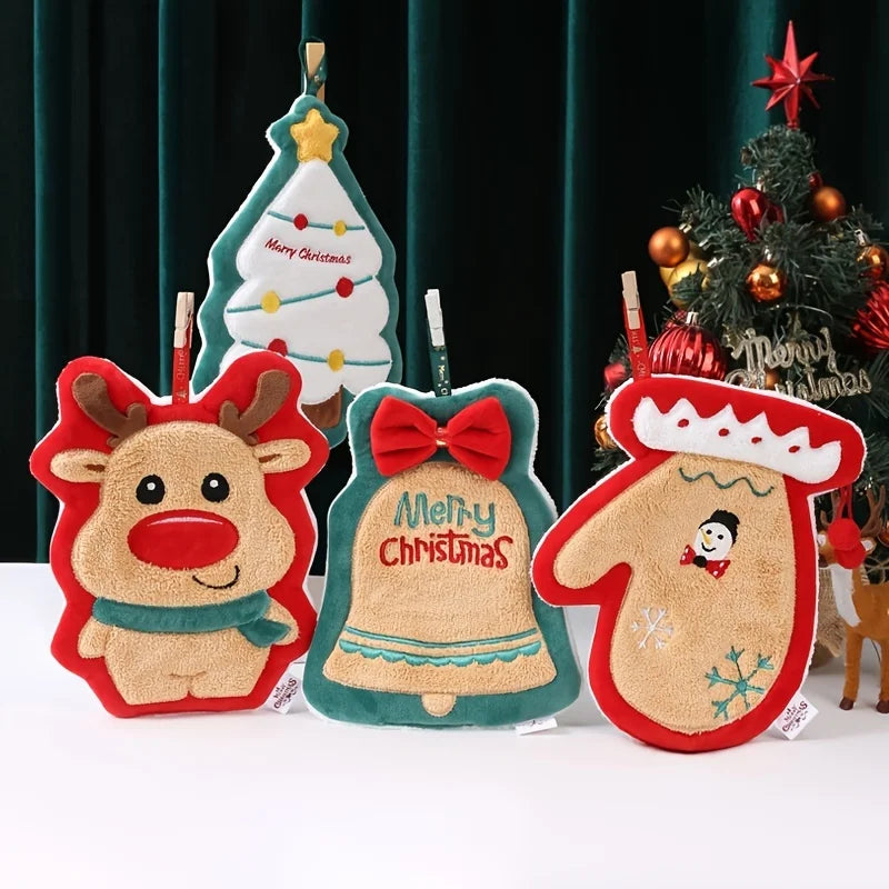 Christmas Hanging Hand Towel – Soft Coral Fleece