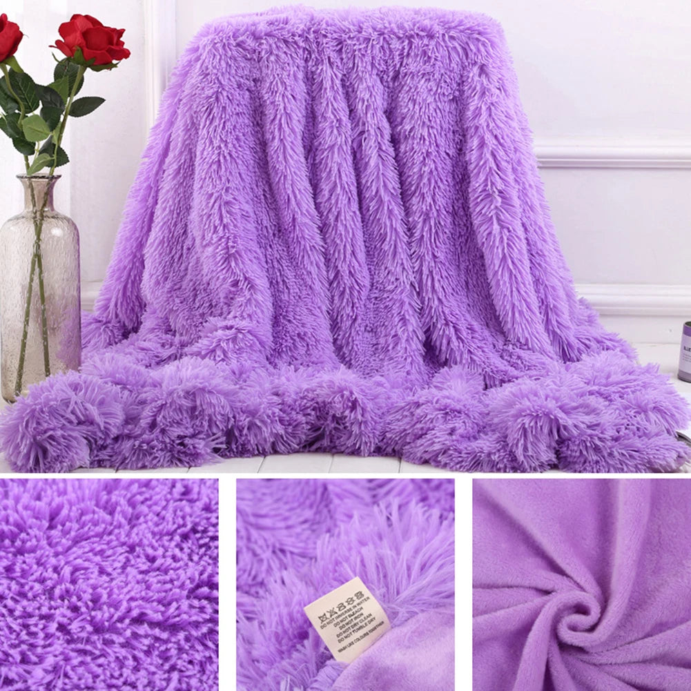 Fluffy Faux Fur Throw Blanket – 80 x 120 cm