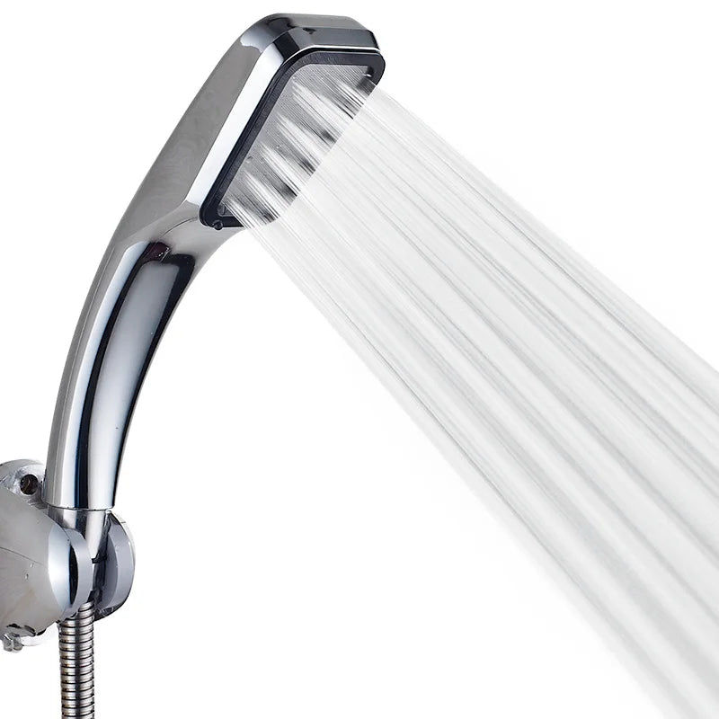300-hole high-pressure handheld shower head in a shower holder