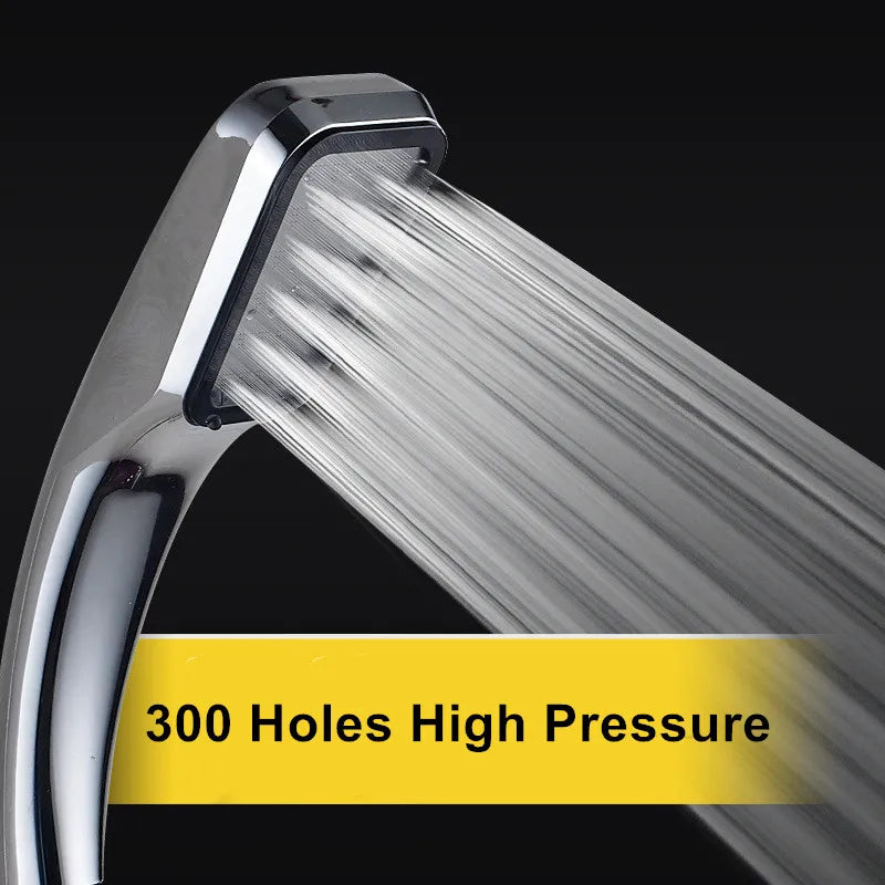 300-hole high-pressure handheld shower head in use