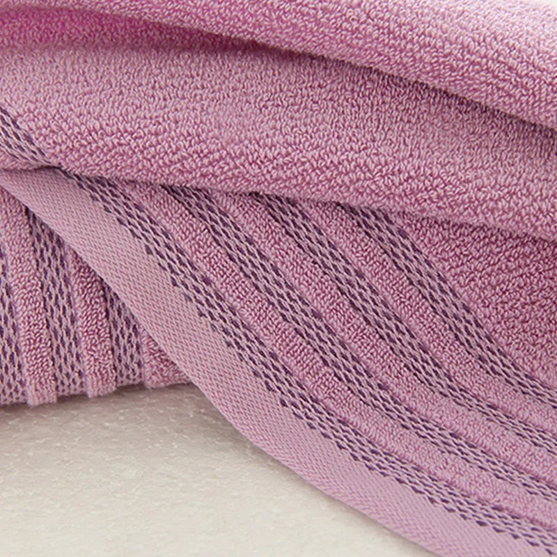 Close-up of the woven stripe border on the cotton towel