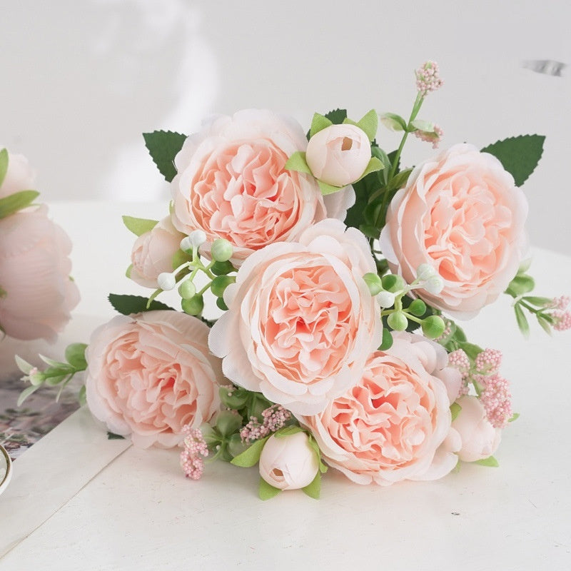 Artificial Peony Rose Bouquet – Champagne