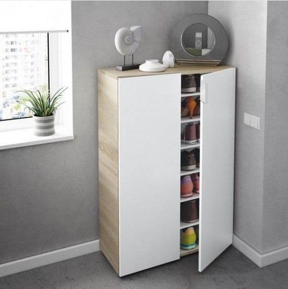 Alvaro white and oak effect two-door shoe cupboard
