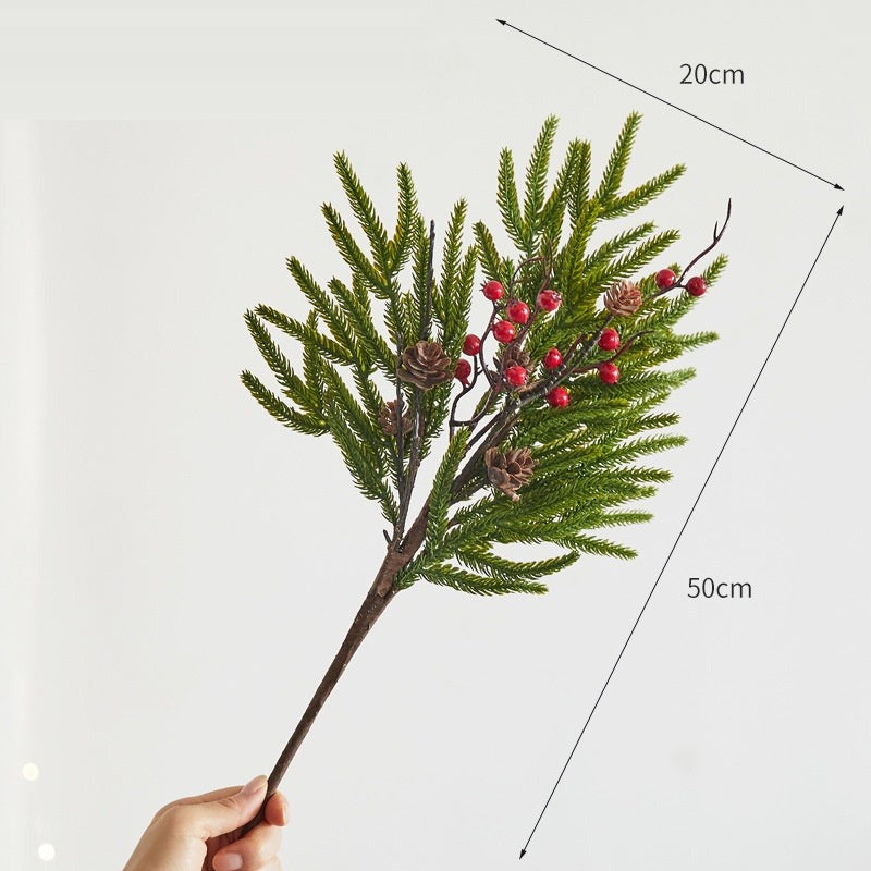 Artificial Christmas Pine & Berry Branches – Pine & Red Berry – 50cm