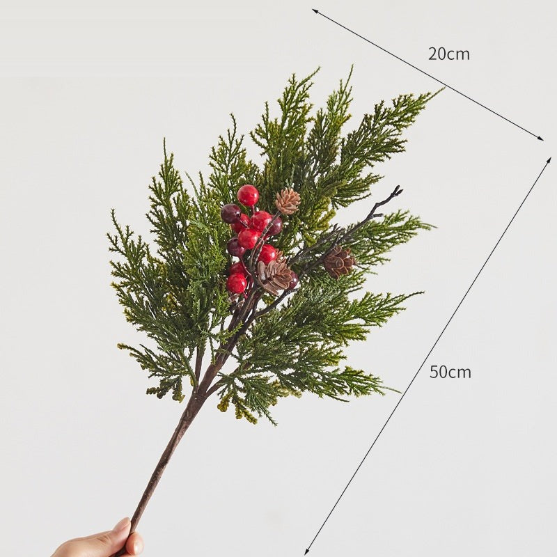 Artificial Christmas Pine & Berry Branches – Cypress, Berry & Pinecone – 50cm