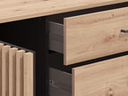 Asmara Oak & Black Sideboard – 4 Drawers & Cupboard