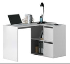 Athena White Reversible Corner Desk with Cupboards