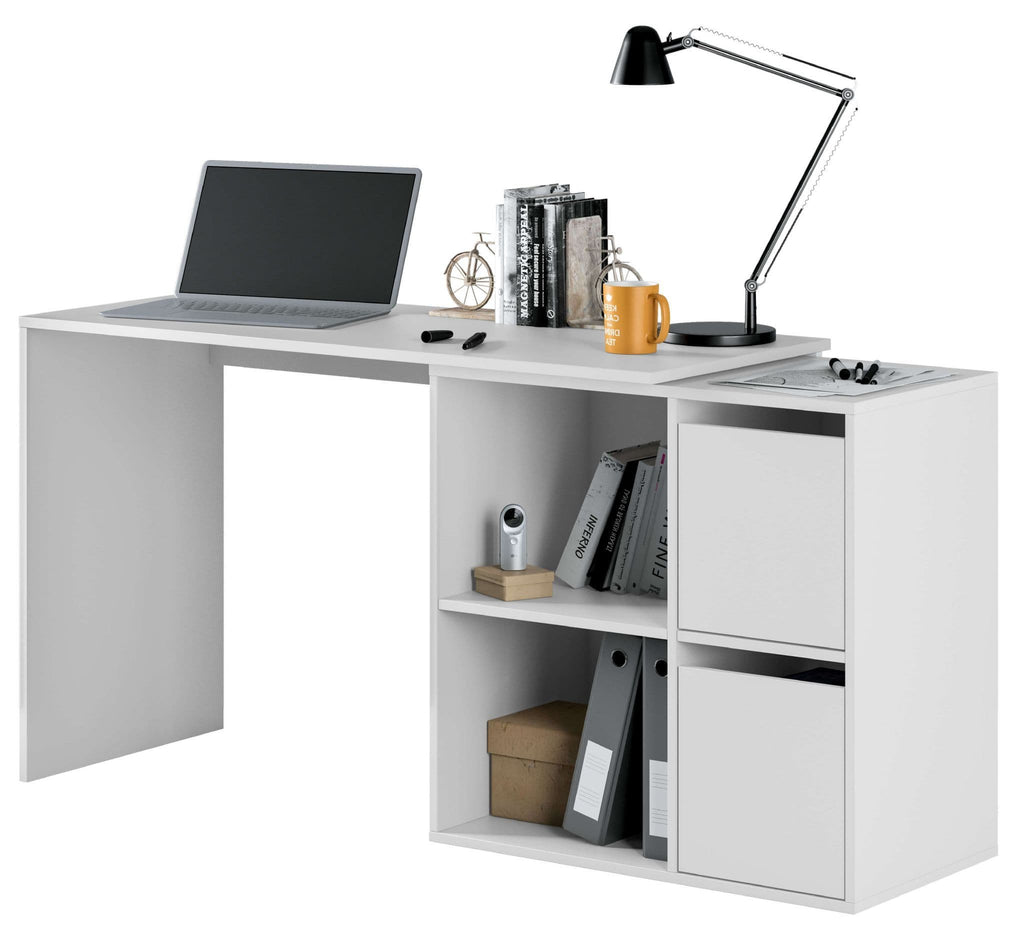 Athena White Reversible Corner Desk with Cupboards