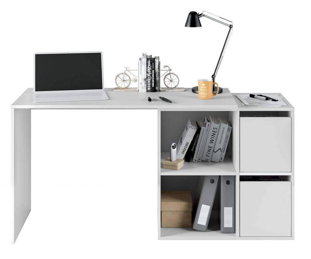 Athena White Reversible Corner Desk with Cupboards