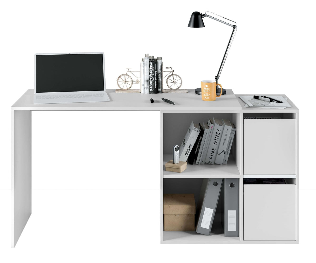 Athena White Reversible Corner Desk with Cupboards