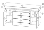 Athens Grey & White Gloss Sideboard with LED Lights – 2 Doors & 4 Drawers