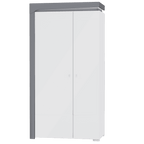 Athens Grey & White Gloss 2-Door Wardrobe with LED Lights
