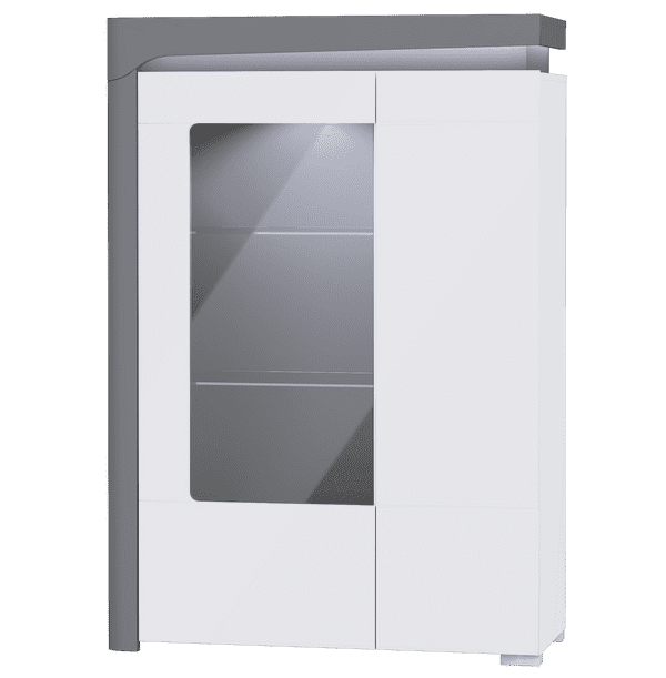 Athens Grey & White Gloss Display Cabinet with LED Lights