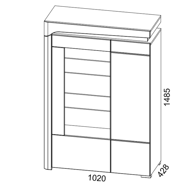 Athens Grey & White Gloss Display Cabinet with LED Lights
