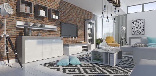 Athens Grey & White Gloss TV Unit – 159cm