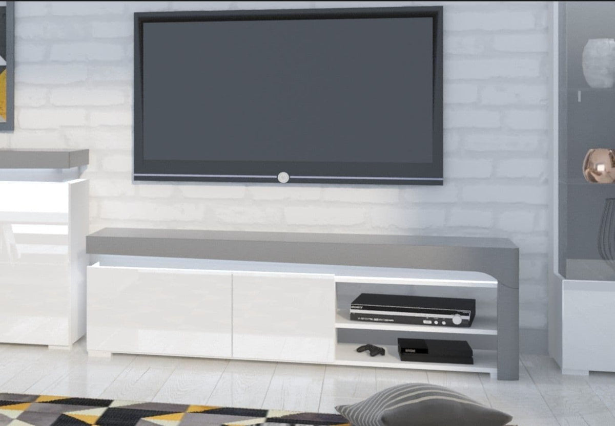 Athens Grey & White Gloss TV Unit – 159cm