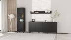 Atlantis Matte Black Extra-Wide 4-Door Sideboard