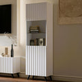 Atlantis Matte White Tall Glass Display Cabinet