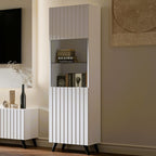 Atlantis Matte White Tall Glass Display Cabinet