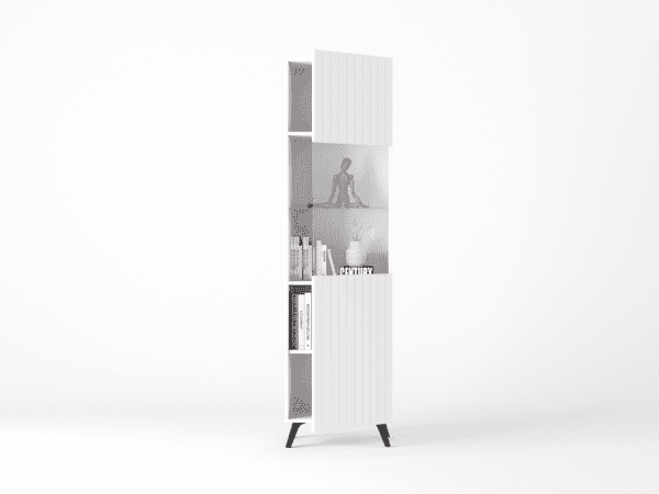 Atlantis Matte White Tall Glass Display Cabinet
