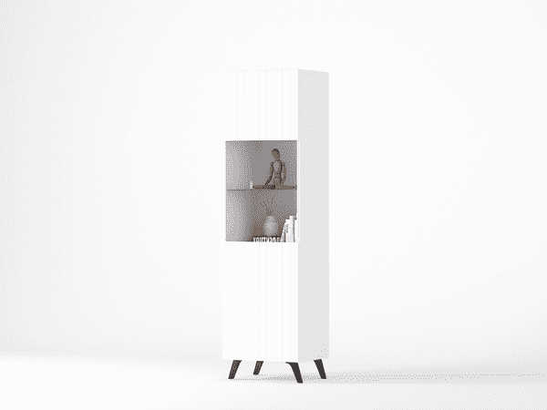 Atlantis Matte White Tall Glass Display Cabinet