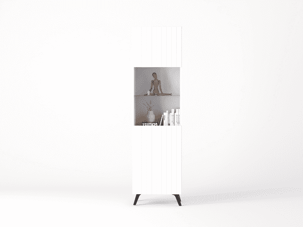 Atlantis Matte White Tall Glass Display Cabinet