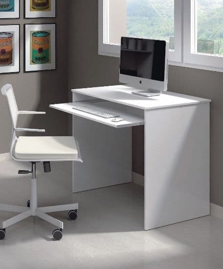 Blanco Small Arctic White Desk with Keyboard Tray