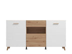 Bretanova Slatted Oak & White Gloss Sideboard