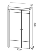 Cadillac Oak & White Gloss 2-Door Wardrobe with LED Lights