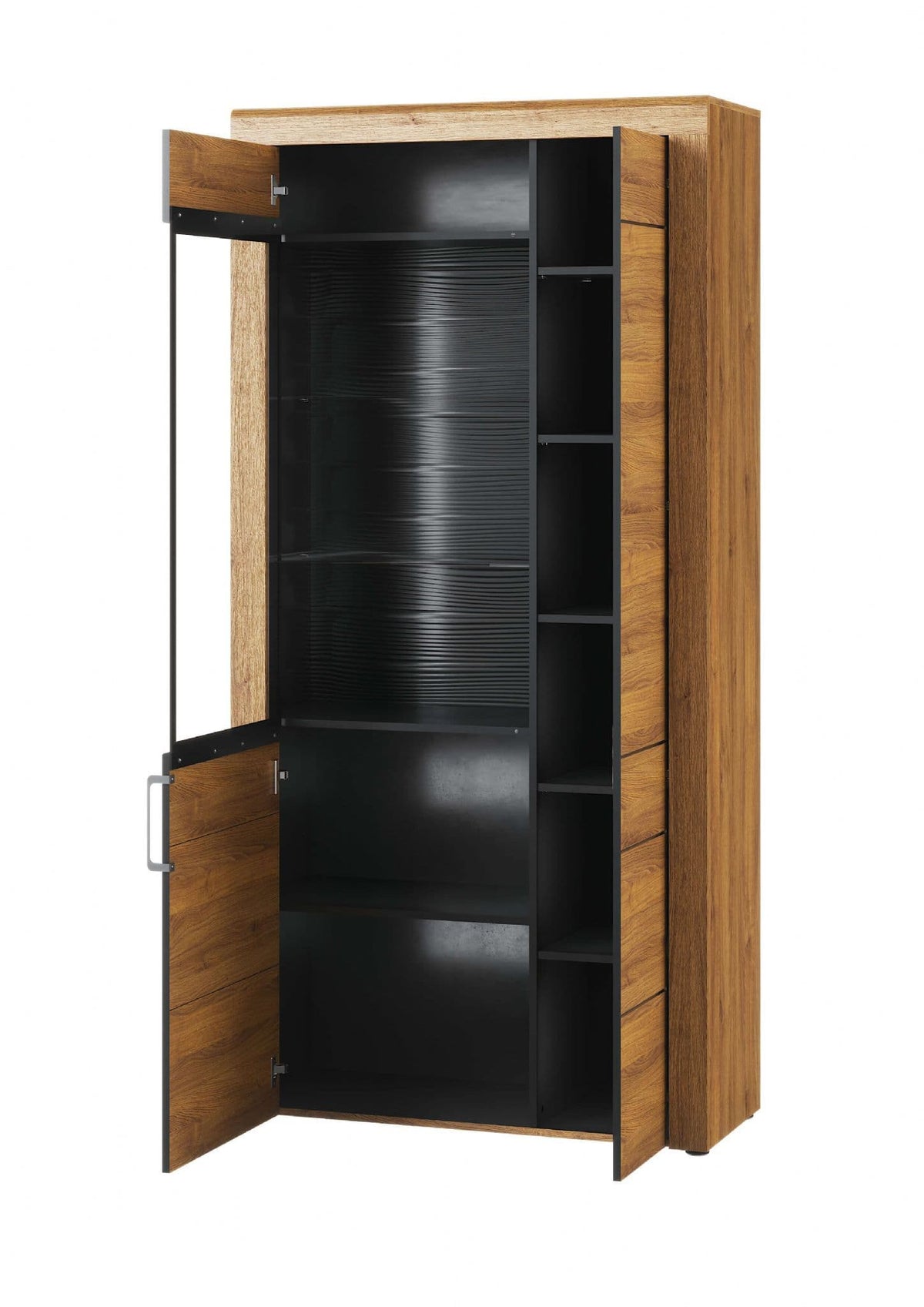 Camar Large Oak 2-Door Display Cabinet with LED Lighting