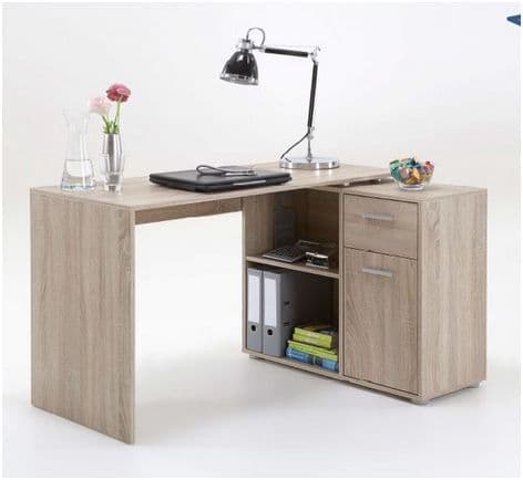 Carin Oak Effect Corner Flexi Desk with Drawer & Cupboard