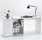 Carin White Corner Flexi Desk with Drawer & Cupboard