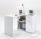 Carin White Corner Flexi Desk with Drawer & Cupboard