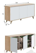 Casablanca White & Oak Wide 3-Door Sideboard