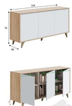 Casablanca White & Oak Wide 3-Door Sideboard