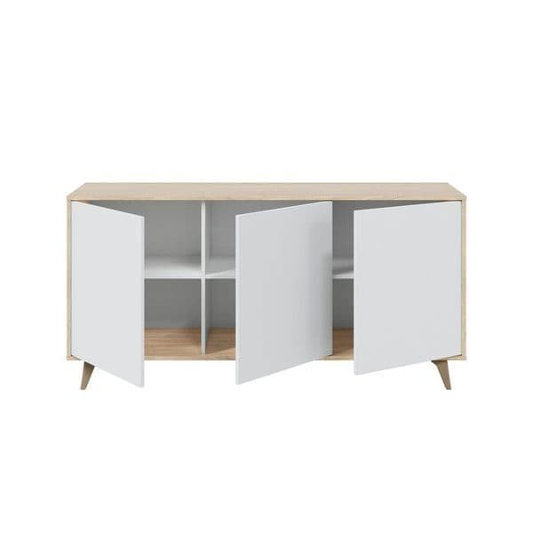 Casablanca White & Oak Wide 3-Door Sideboard