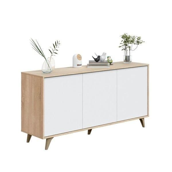 Casablanca White & Oak Wide 3-Door Sideboard