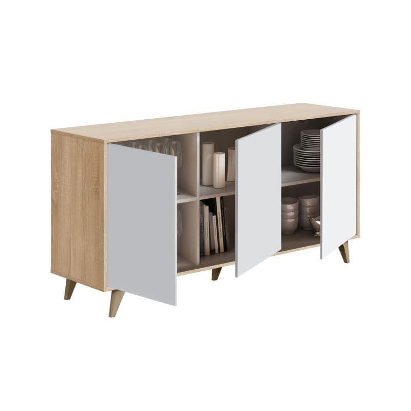 Casablanca White & Oak Wide 3-Door Sideboard
