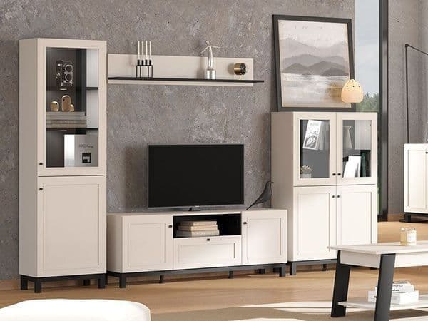 Cassio Cashmere Taupe Panelled Low Display Cabinet