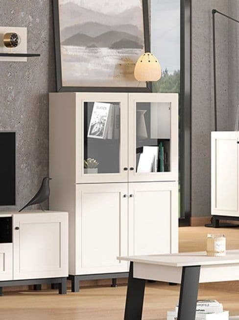 Cassio Cashmere Taupe Panelled Low Display Cabinet