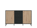 Clifton Slatted Oak & Black Sideboard – 2 Doors & 4 Drawers