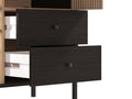 Clifton Slatted Oak & Black Low Display Unit